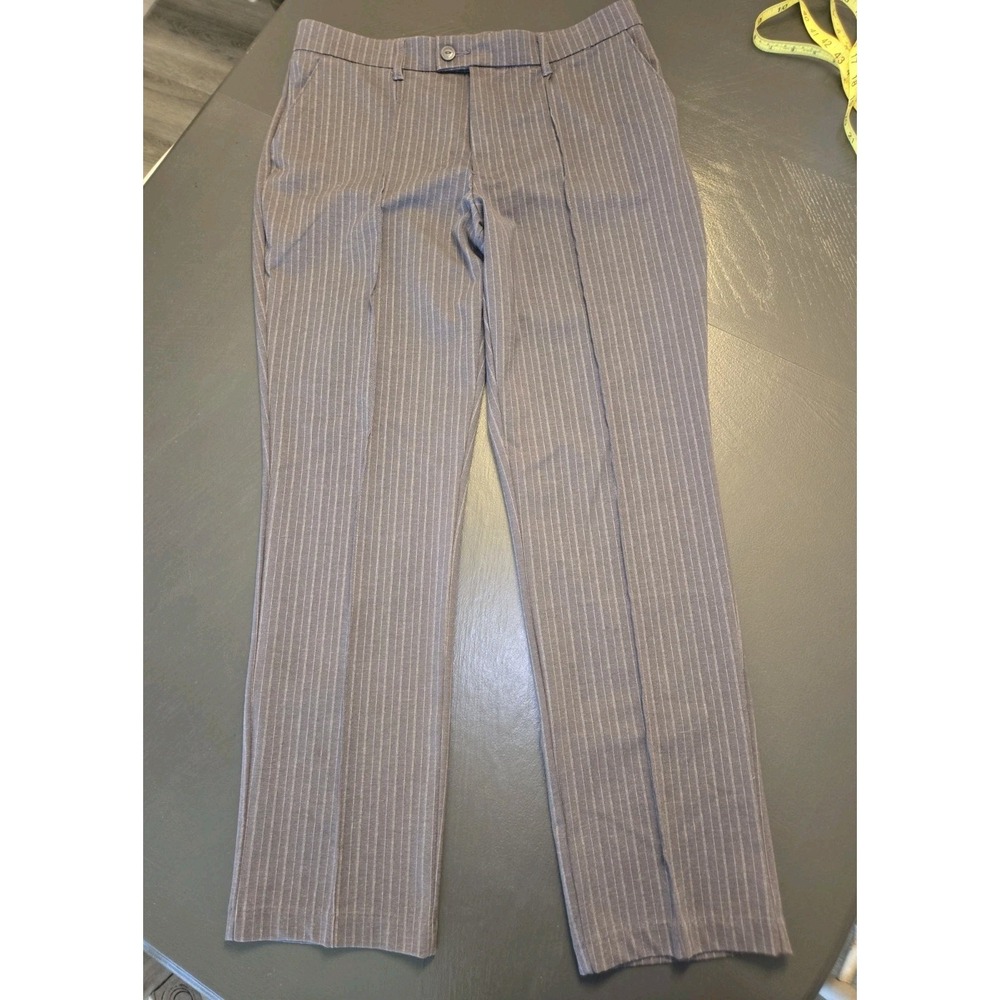 Lee Women's Gray Pinstripe Straight Leg Dress Pants Mid Rise Regular Fit CLASSY